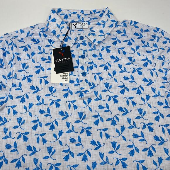 Yatta Men's Small Blue‎ Floral Pattern Short Sleeve Golf Polo NWT MSRP$50 - Picture 1 of 6